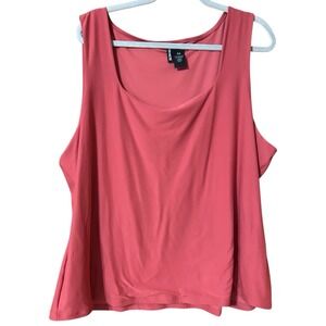 Kristin Nicole Women's Size 3X Square Cut Neck Salmon Red Sleeveless Tank Top‎